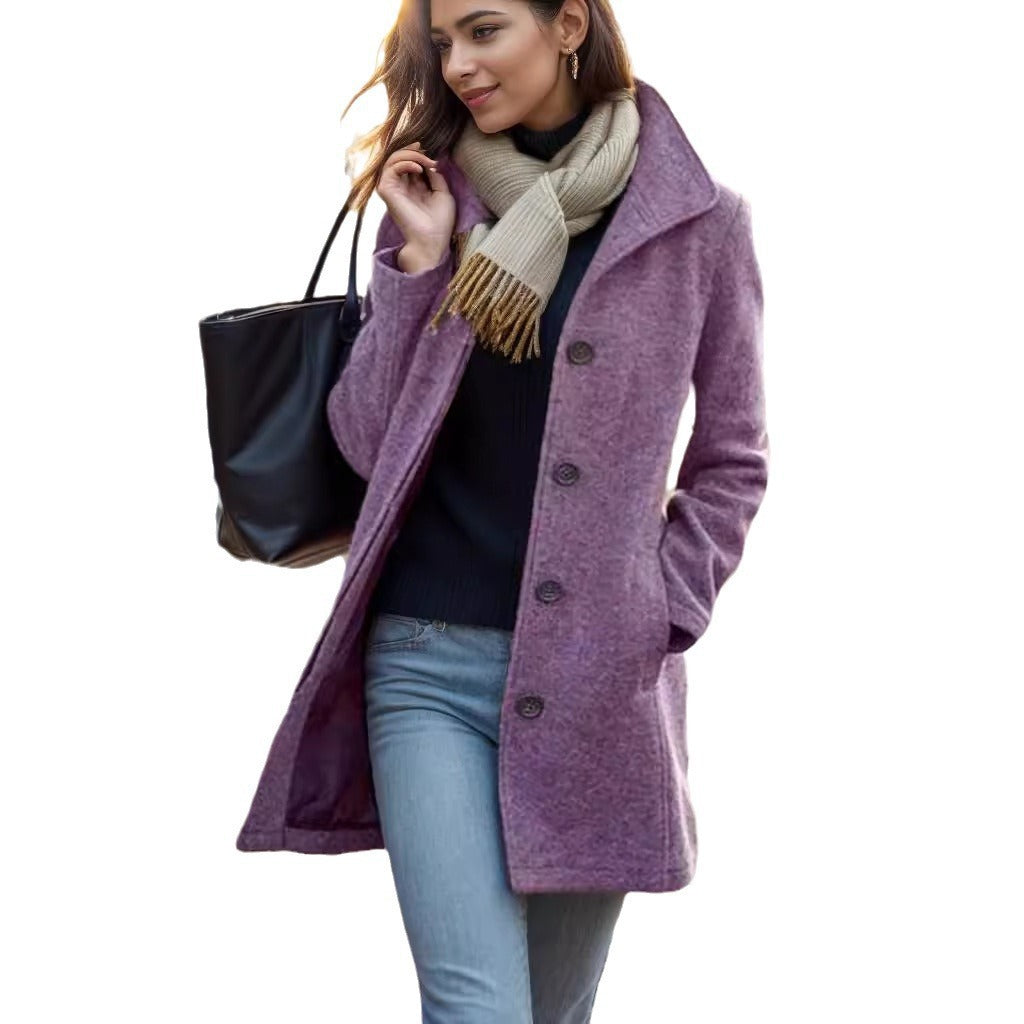 Damen elegante Wollmantel Drune