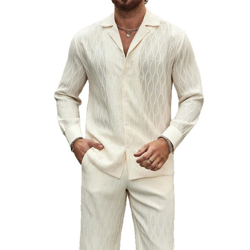 Herren eleganter Set mit feinem Strukturmuster und komfortablem Schnitt Drune