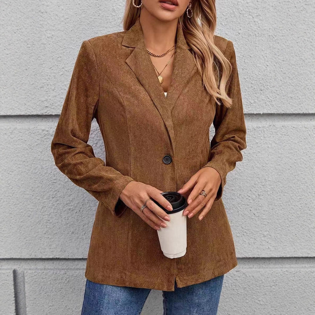 Damen Eleganter Blazer aus samtweichem Stoff mit strukturierter Oberfläche Drune