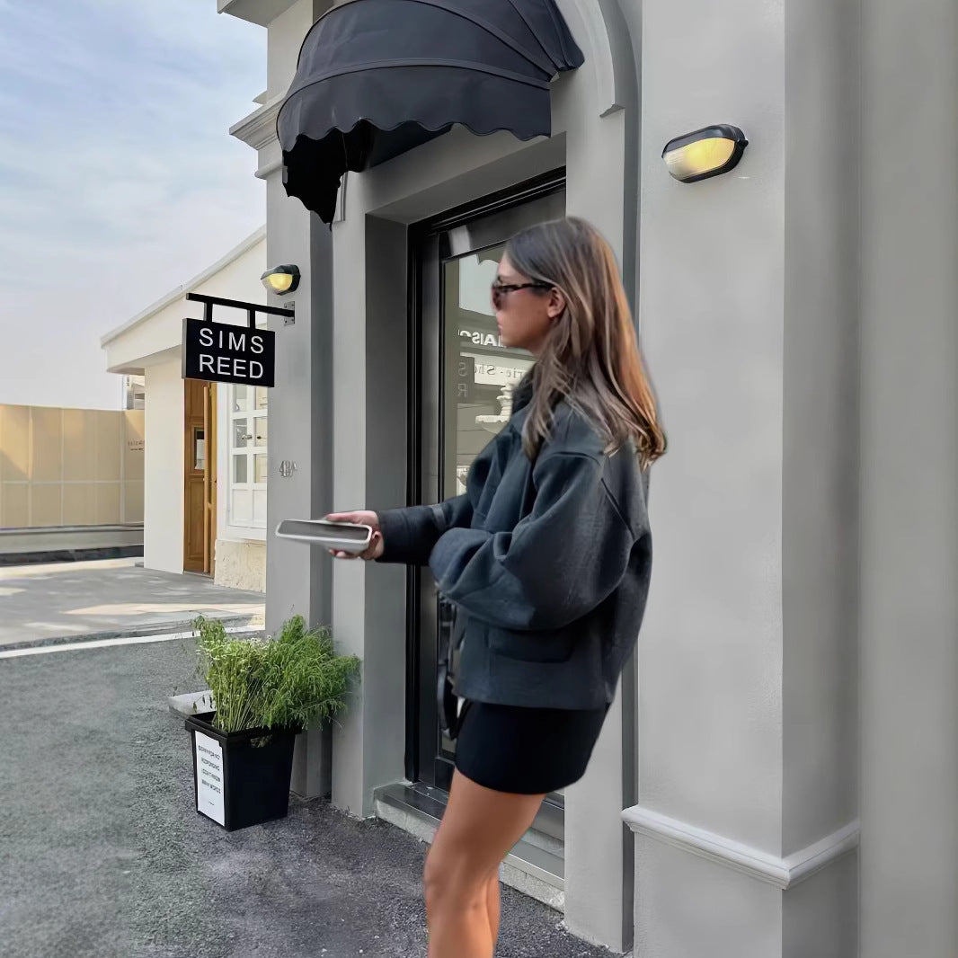 Damen lässige Oversize-Jacke mit praktischen aufgesetzten Taschen Drune