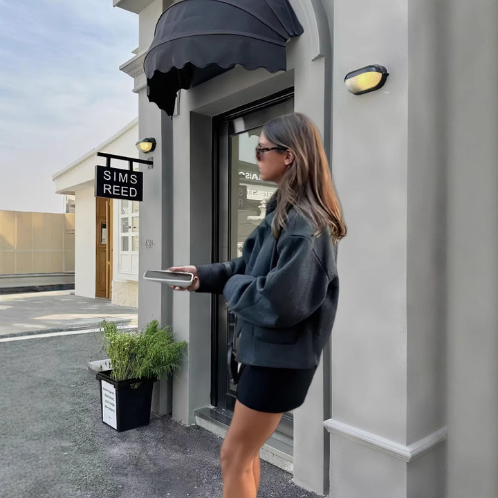Damen lässige Oversize-Jacke mit praktischen aufgesetzten Taschen Drune