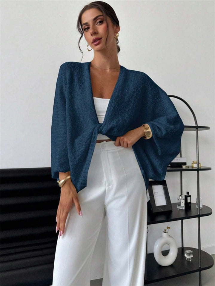 Damen lässige Wickeljacke mit weiten Ärmeln und strukturiertem Stoff Drune