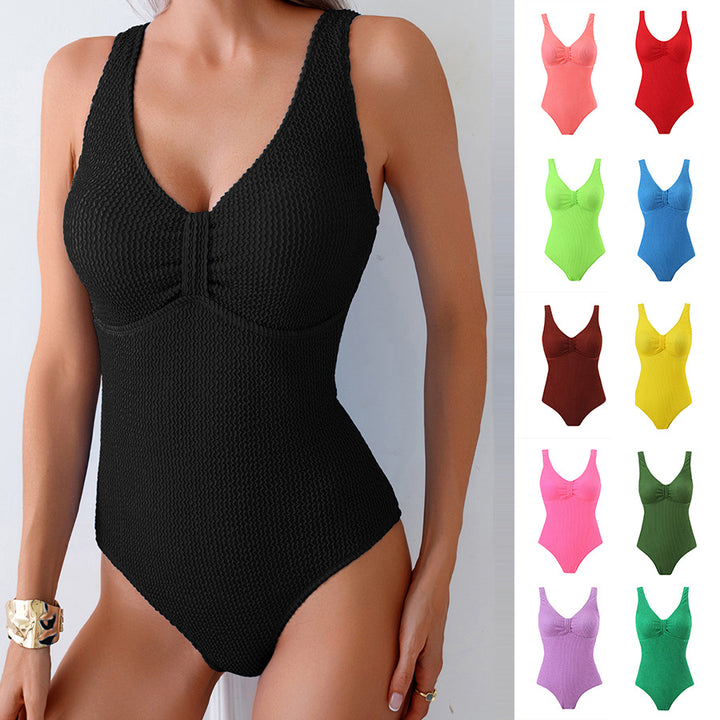Damen Einteiler Badeanzug mit strukturierter Textur und elegantem Schnitt Drune