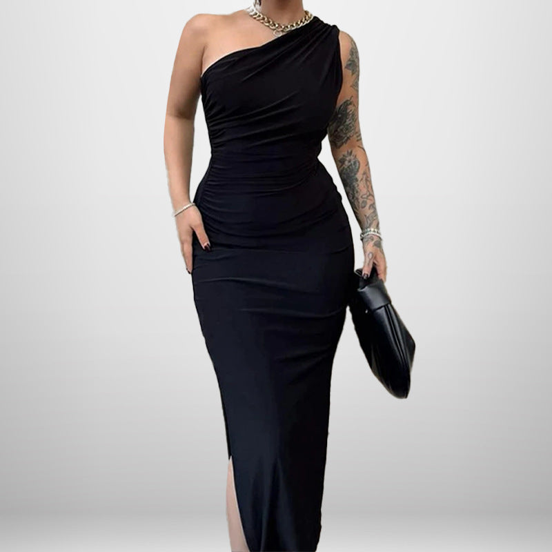 Damen Elegantes Wickelkleid mit asymmetrischem Design und hohem Schlitz Drune