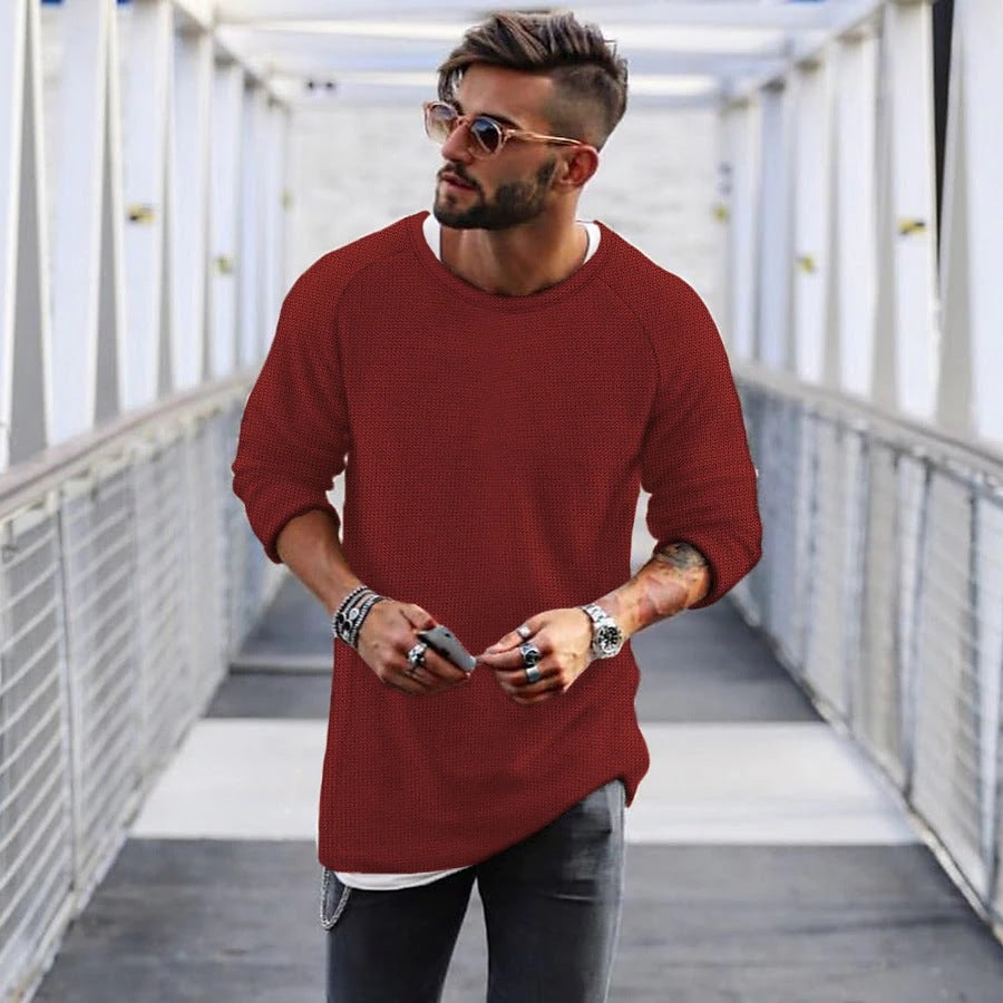 Herren lässiger Pullover mit innovativem Strickmuster Drune