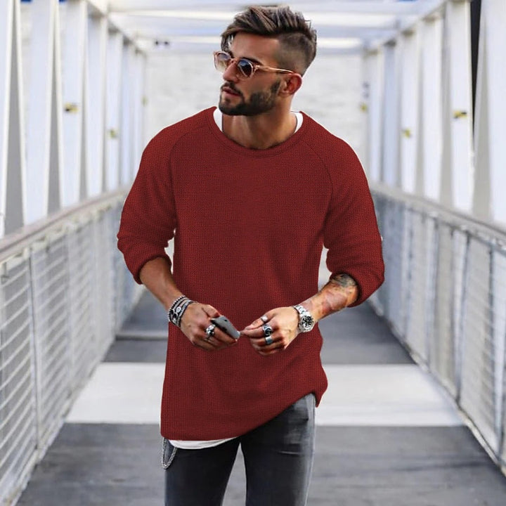 Herren lässiger Pullover mit innovativem Strickmuster Drune