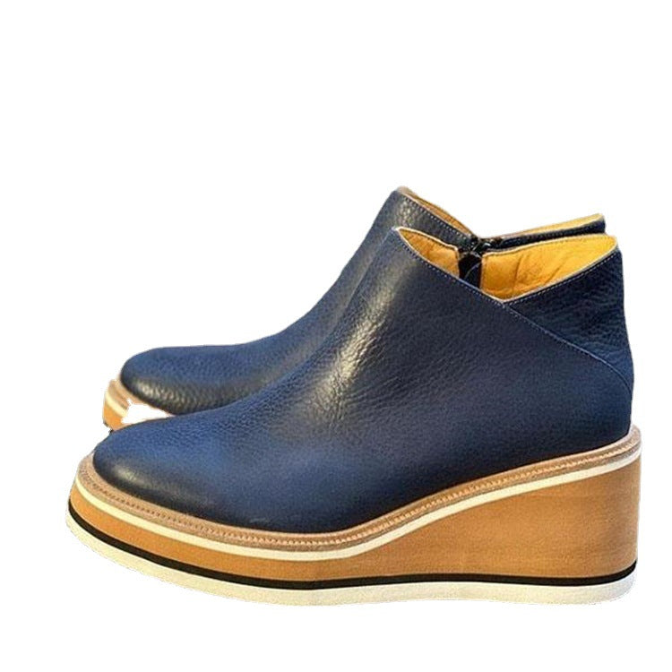 Damen nan Keilabsatz-Stiefelette aus vollnarbigem Leder mit ergonomischer Plateausohle und innenliegendem Reißverschluss Drune
