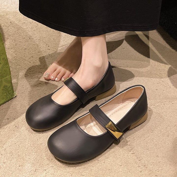 Damen Ballerinas mit dekorativem Riemchen und goldener Applikation Drune