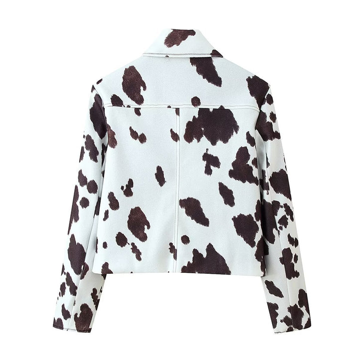 Damen modische Jacke im kreativen Kuhmotiv Drune