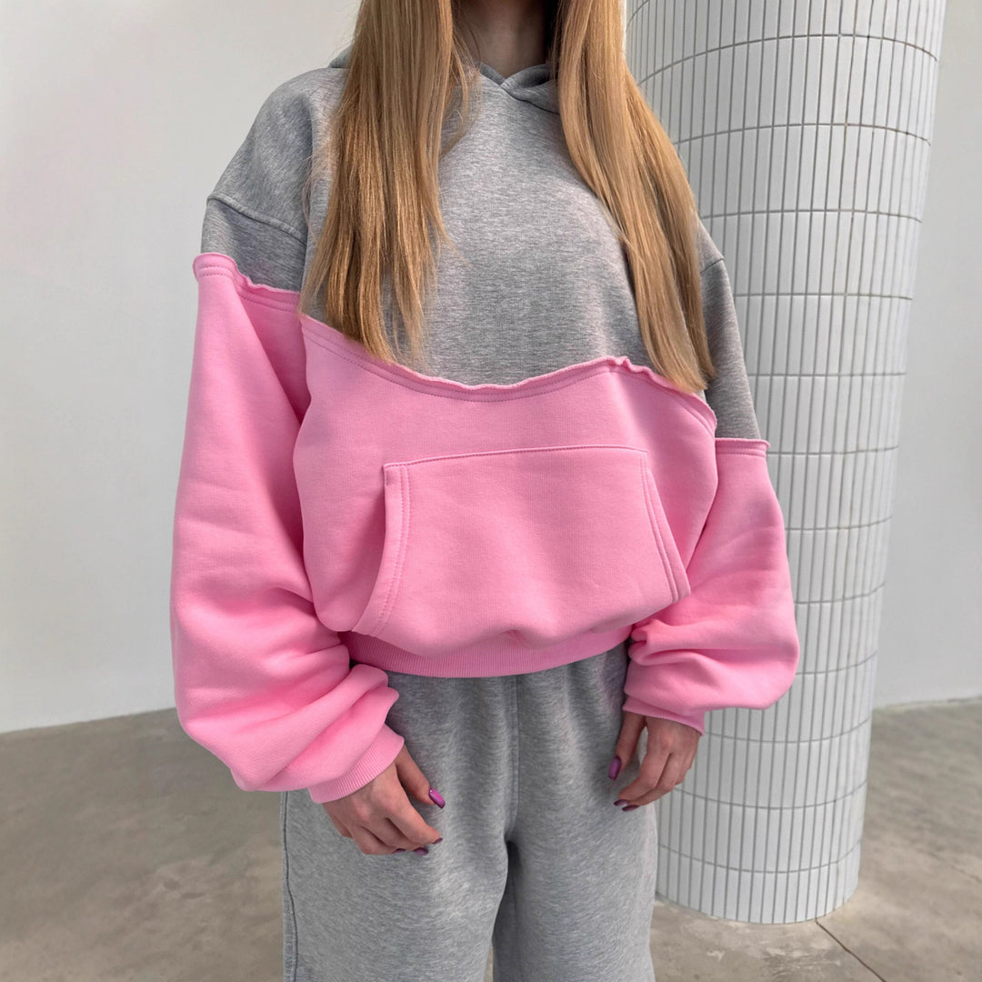 Damen sportliches Freizeit-Loungewear-Set mit kontrastierenden Einsätzen Drune