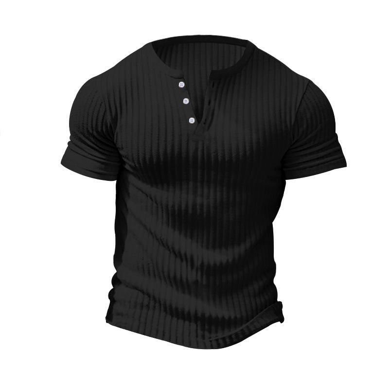 Herren Kurzarm-Henley-Shirt mit strukturiertem Stoff Drune