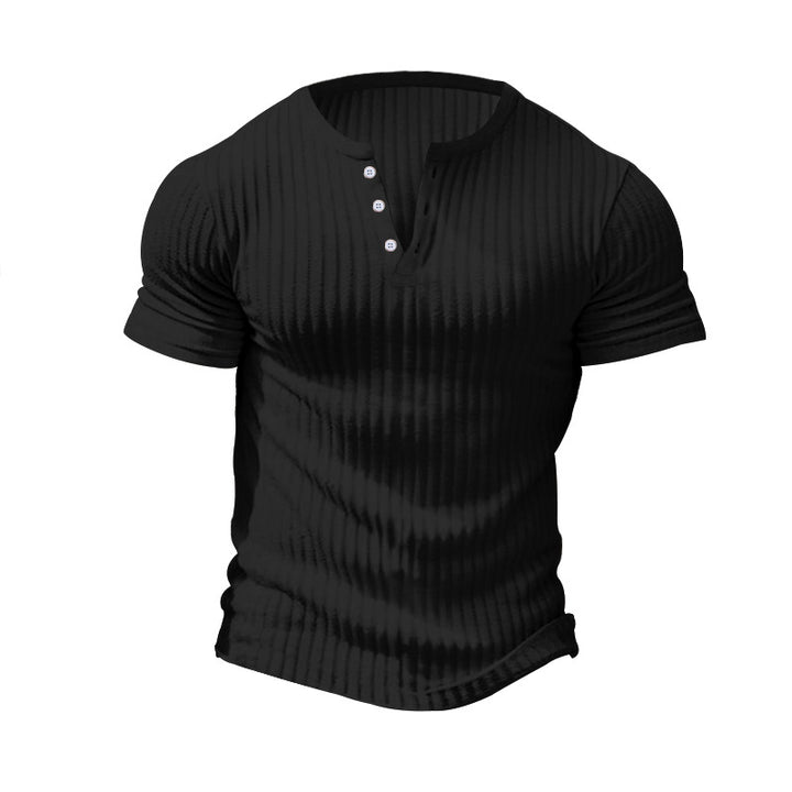 Herren Kurzarm-Henley-Shirt mit strukturiertem Stoff Drune