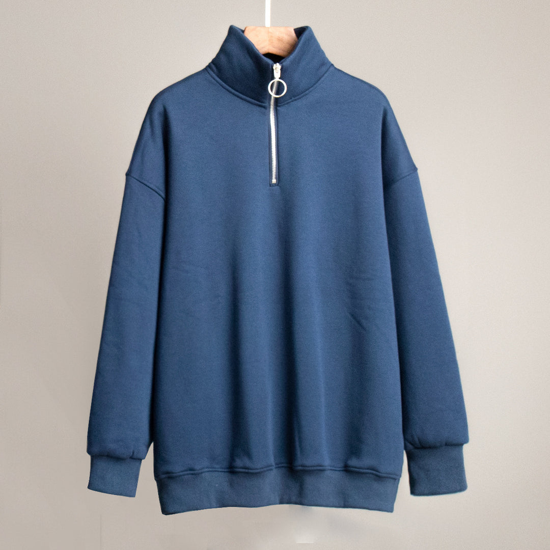 Damen Sportlicher Stehkragen Pullover Drune