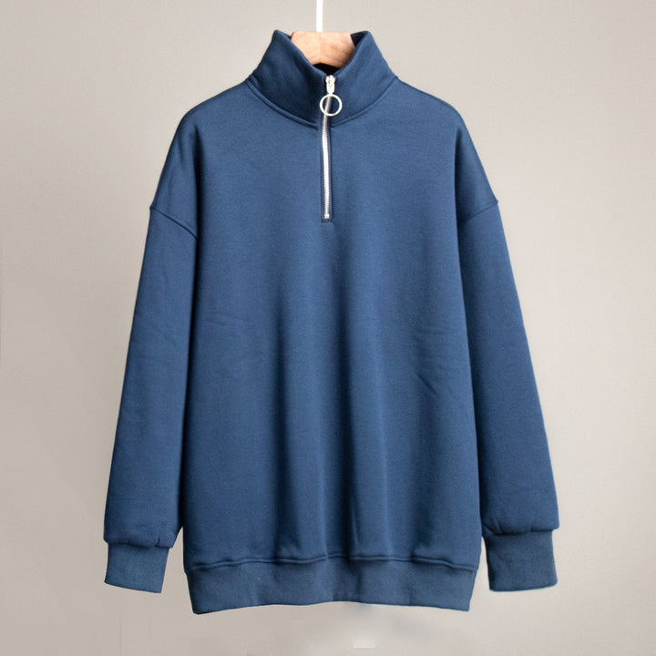 Damen Sportlicher Stehkragen Pullover Drune