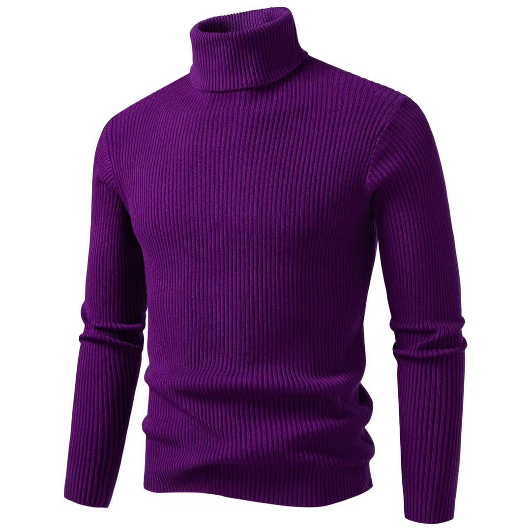 Herren nan Rippstrick Rollkragenpullover figurnaher elastischer Feinstrick Drune