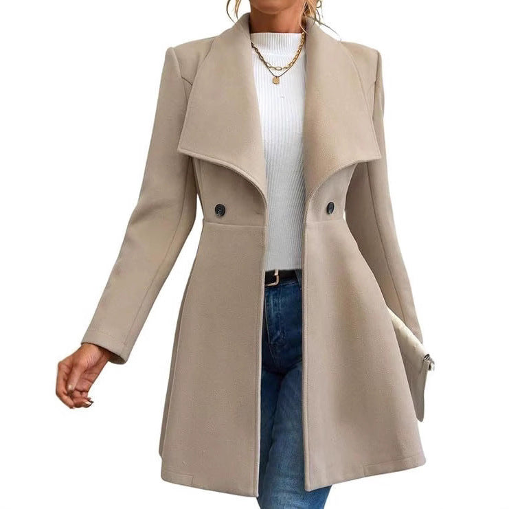 Damen schicke Übergangsjacke mit weitem Kragen Drune