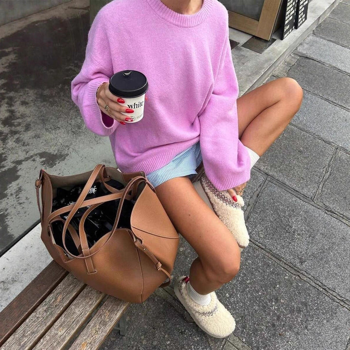 Damen Weicher Oversized-Pullover aus hochwertiger Wolle Drune