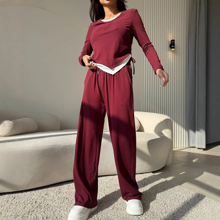 Damen lässiger Pyjama-Anzug aus atmungsaktivem Material Drune
