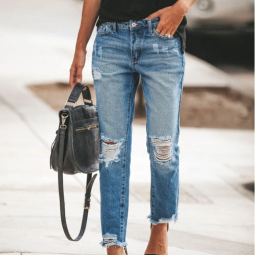 Damen Jeans mit destroyed Effekten und trendigem Schnitt Drune