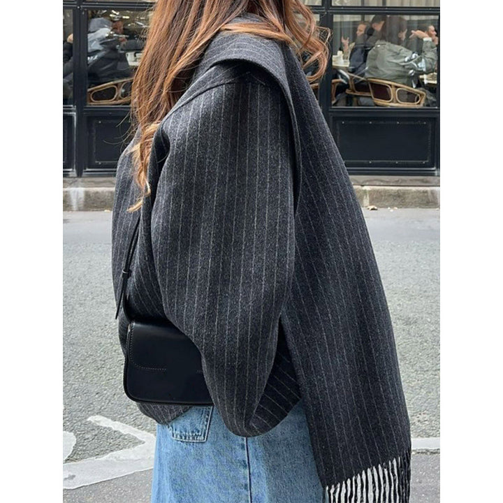 Damen modische Jacke mit eleganten Nadelstreifen Drune