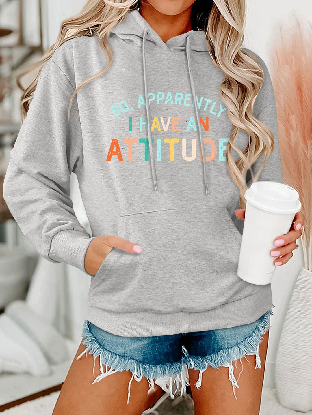 Damen Kapuzenpullover mit kreativem Schriftzug und lässiger Passform Drune