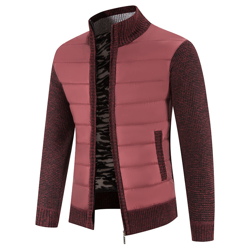 Herren nan Hybrid-Strick-Steppjacke mit wattierter Front, ergonomischen Strickärmeln und hohem Stehkragen Drune