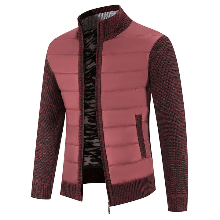 Herren nan Hybrid-Strick-Steppjacke mit wattierter Front, ergonomischen Strickärmeln und hohem Stehkragen Drune