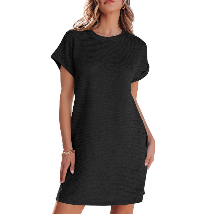 Damen lässiges Freizeitkleid mit strukturiertem Obermaterial und praktischen Taschen Drune