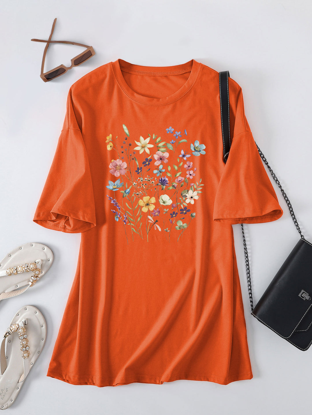 Damen lässiges Sommerblusenshirt mit floralem Druck Drune