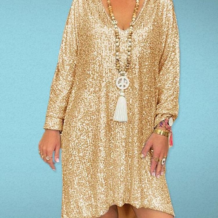 Damen Glitzerndes Kaftan-Kleid im lässigen Schnitt Drune