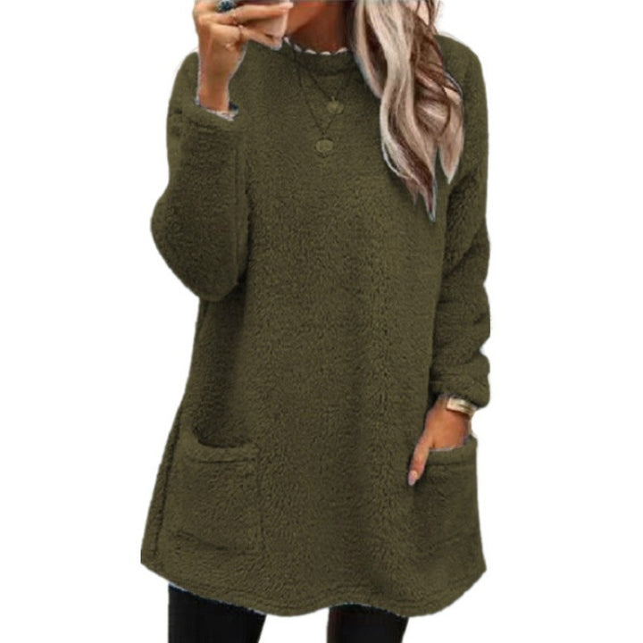 Damen Kuscheliger Fleece-Pullover mit weitem Schnitt und praktischen Taschen Drune