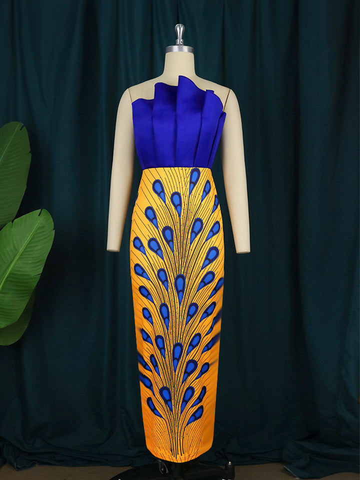 Damen figurbetontes Kleid mit extravaganten Muster Drune