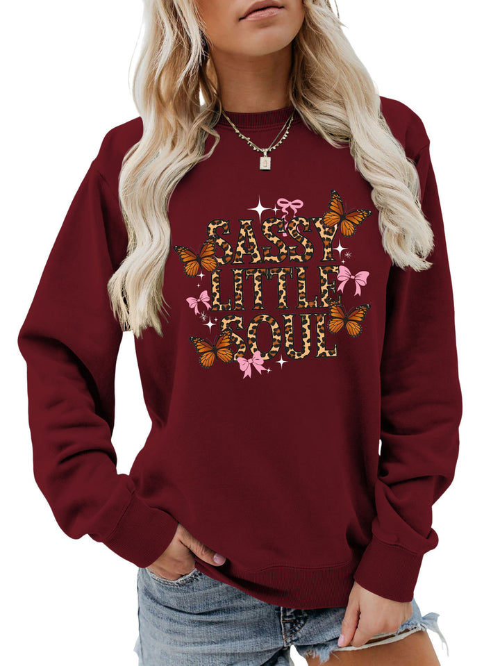 Damen Sweatshirt mit kunstvollem Schmetterlingsdesign Drune