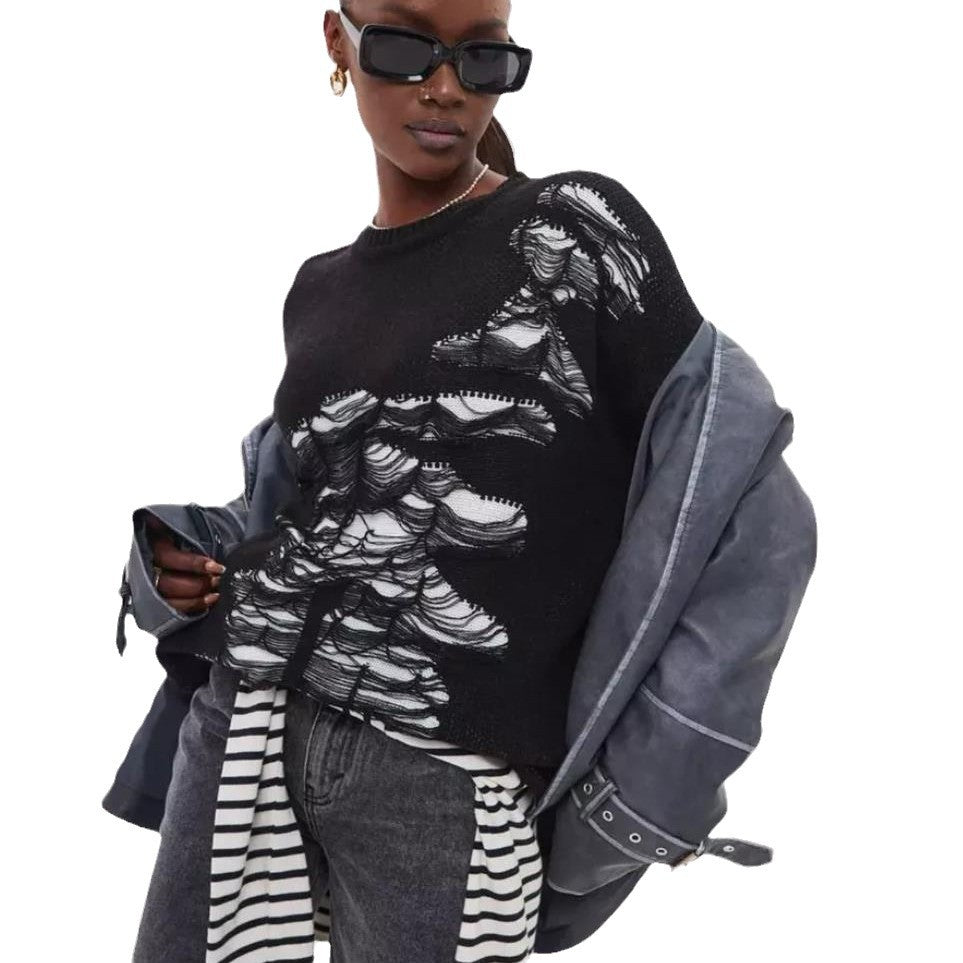 Damen Oversized Pullover mit kreativem Strukturdesign und einzigartigen Details Drune