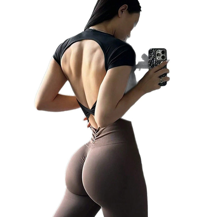 Damen Sportliches Crop-Top mit offenem Rücken Drune