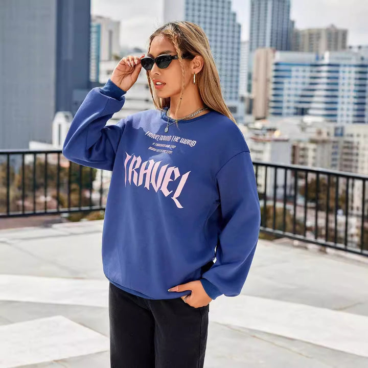 Damen Sweatshirt mit künstlerischem Schriftzug und lässigem Schnitt Drune