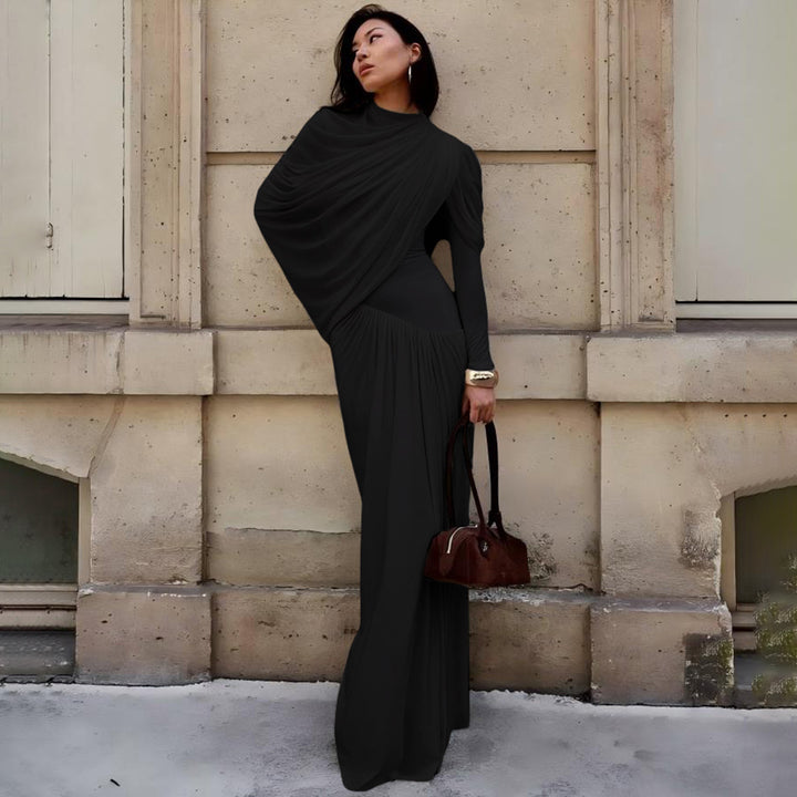 Damen Maxikleid mit innovativer Drapierung und elegantem Stoff Drune