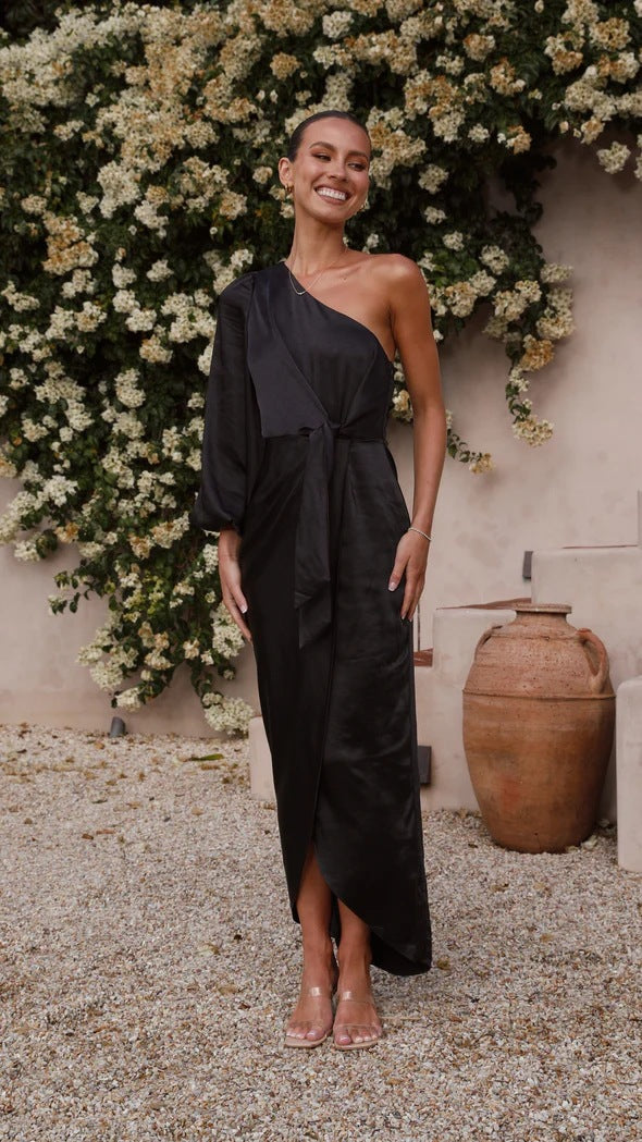 Damen Wickelkleid mit asymmetrischem Design und elegantem Taillengürtel Drune