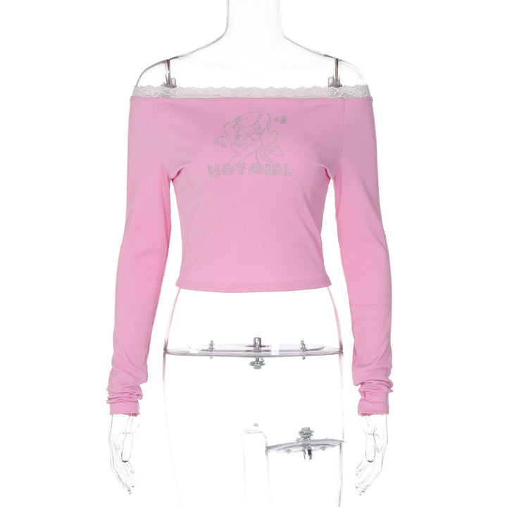 Damen Oberteil mit Off-Shoulder Design und romantischem Spitzenbesatz Drune