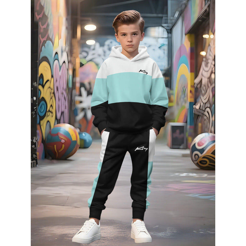 Unisex nan Kinder Jogginganzug mit Kapuzenpullover und detailreichem Auto-Print Drune