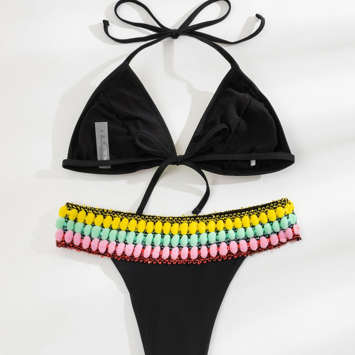 Damen Triangel-Bikini mit farbenfrohen Quasten Drune