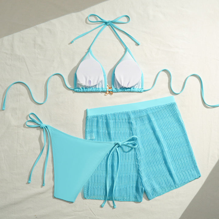 Damen Bikini-Set mit niedlichem Bindeband und strukturierter Shorts Drune