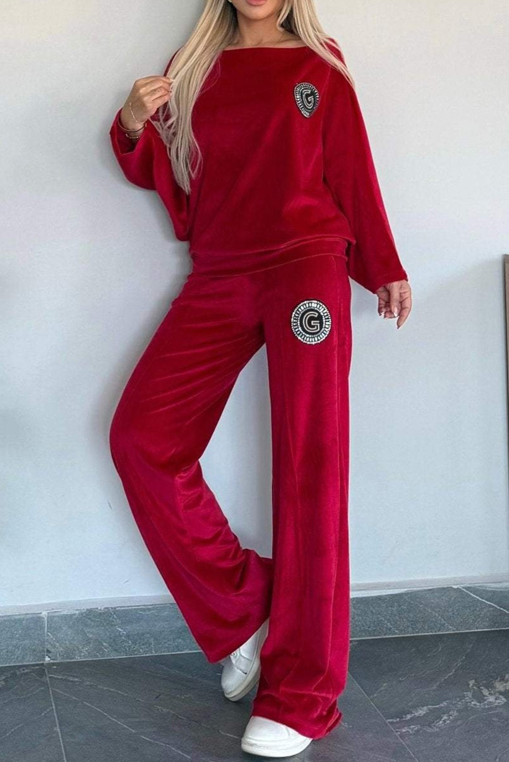 Damen Casual Velvet Loungewear-Set mit weichem Schnitt Drune