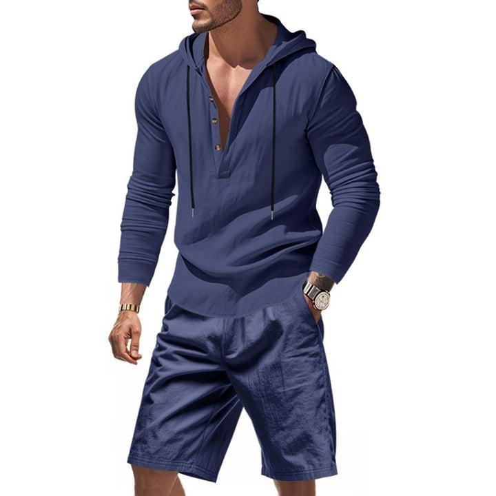 Herren lässiges Kapuzenshirt mit kurzer Hose im entspannten Stil Drune