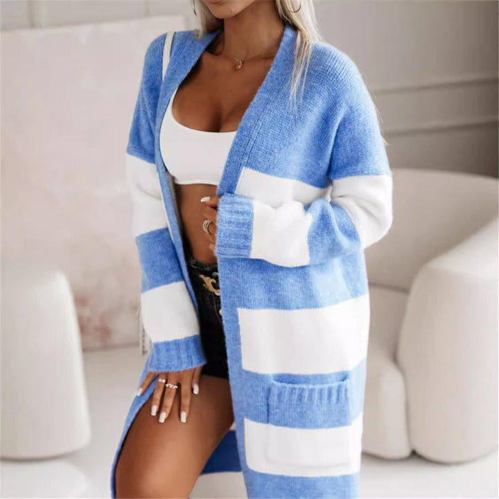 Drune | Damen Stilvolle Strickjacke Mit Dicke Streifen
