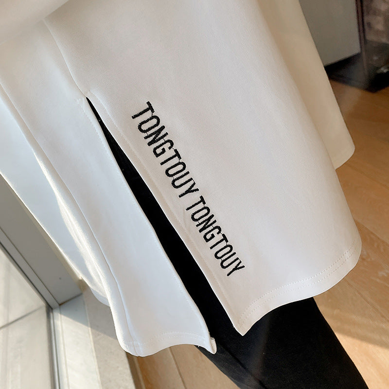 Damen lässiges Langarmshirt mit modernem Rundhalsausschnitt Drune
