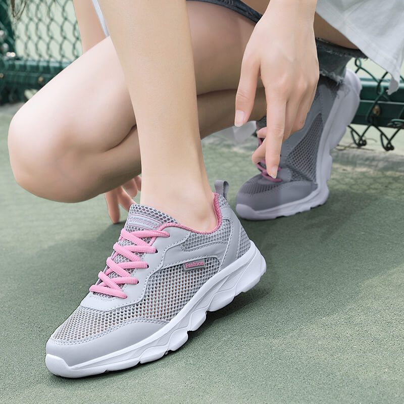 Damen nan leichter Alltags- und Reisesneaker mit luftiger Netzstruktur, dämpfender Leichtsohle und Fersenlasche Drune