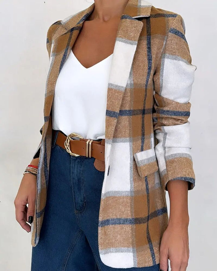 Damen Karierter Blazer mit elegantem Schnitt und lässigen Details Drune