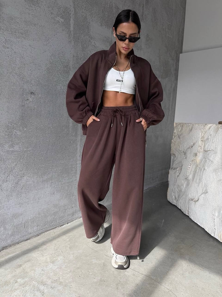 Damen lässiger Kapuzenanzug mit oversized Schnitt und elastischem Bund Drune