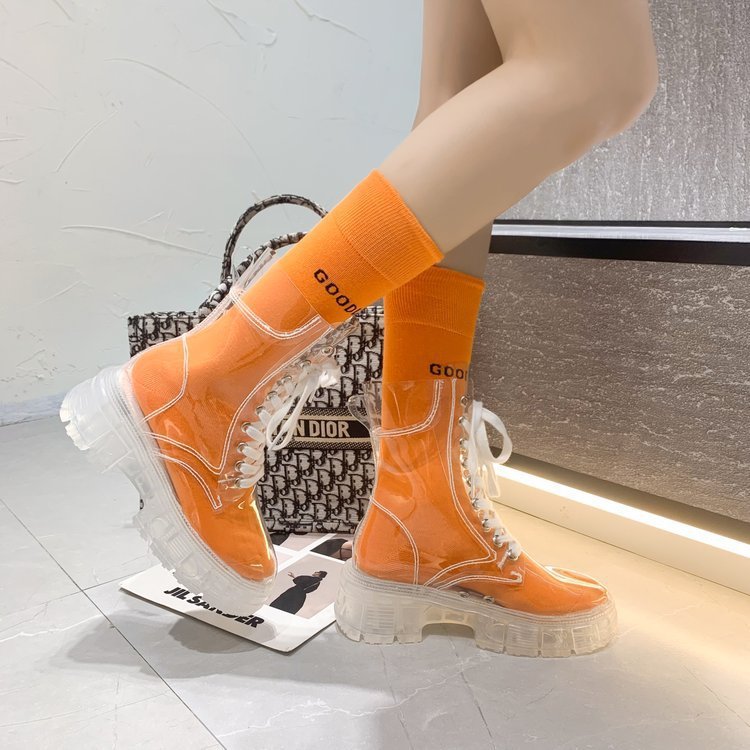 Damen Transparente Chunky Stiefel mit modischem Obermaterial und robustem Sohlenprofil Drune